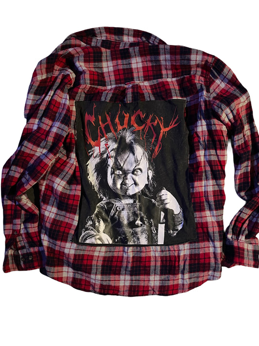 Chucky Horror Repurposed Flannel XL