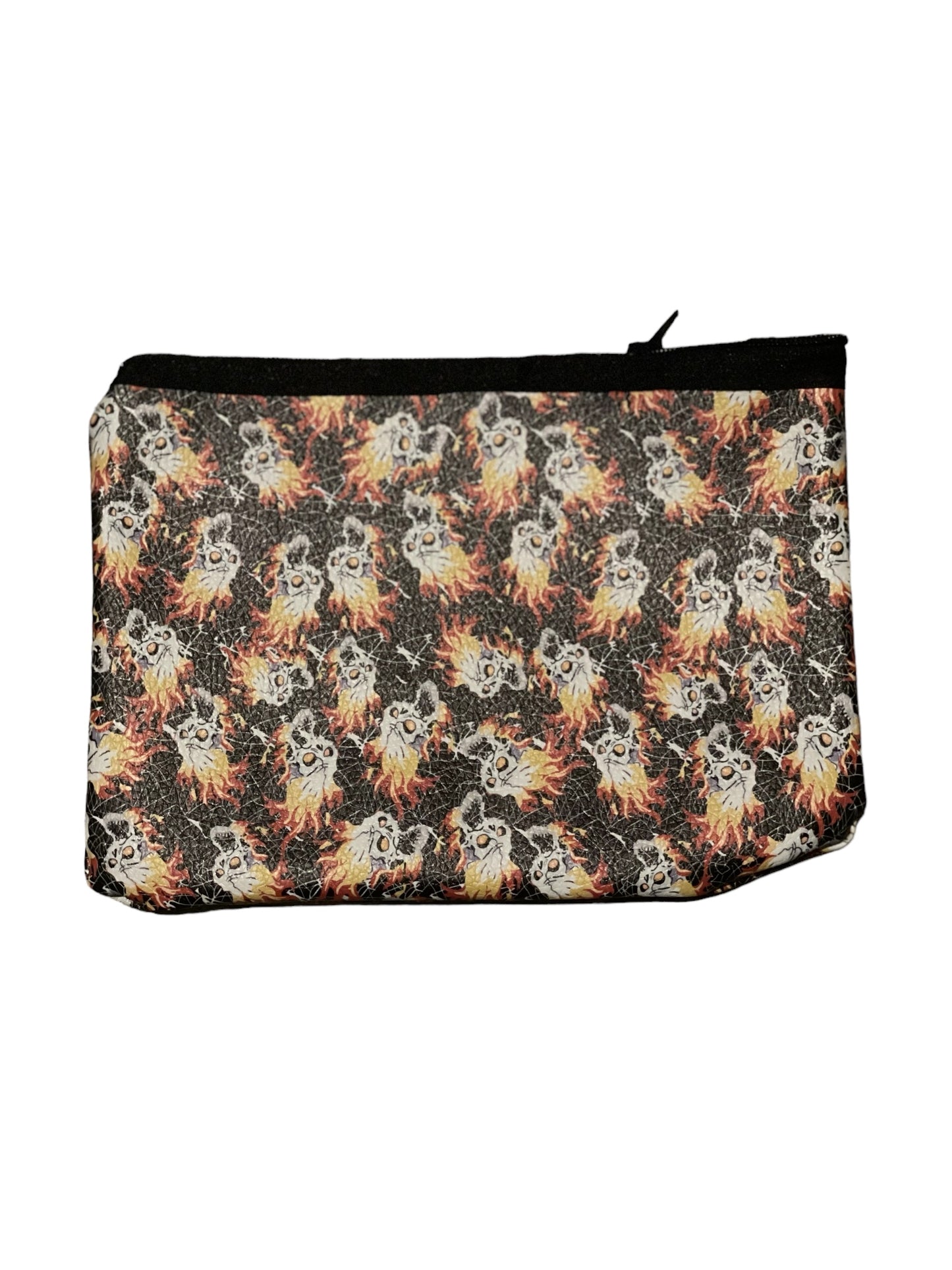 Flaming Skulls Makeup/Money Bag