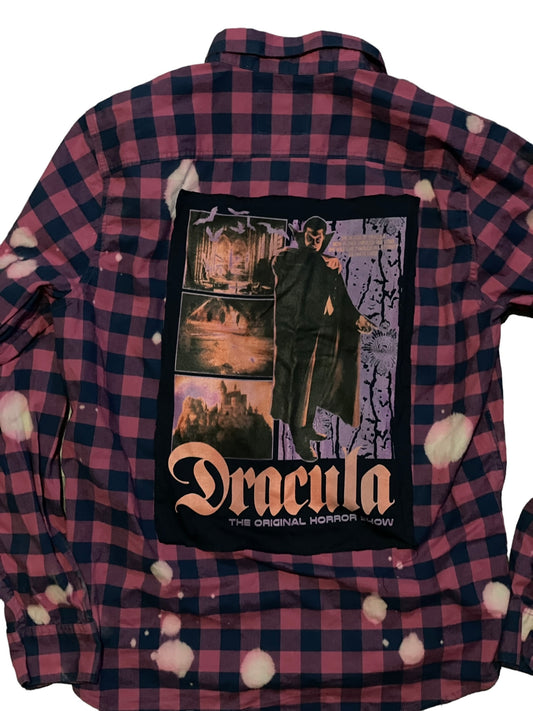 Dracula Redone Pink and Navy Flannel