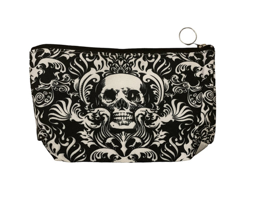 Skull Damask Makeup Bag